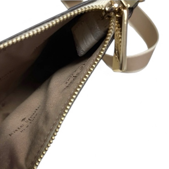 Kate Spade Taupe & Ivory Saffiano Double-Zip Convertible Crossbody Bag Purse Set - Picture 6 of 8
